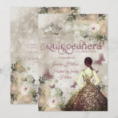 Elegant bokeh Butterfly florale tuin Quinceañera Kaart (Voorkant / Achterkant)