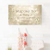 Elegant Bokeh,Confetti Wine Glasses Wedding Spandoek (Insitu)