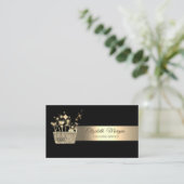 Elegant Bokeh Gold Glitter Cleaning Tools Black Visitekaartje (Staand voorkant)