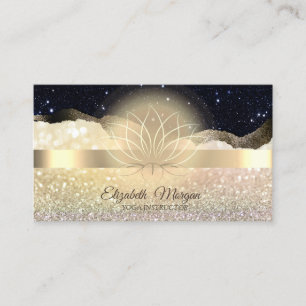 Elegant Bokeh Gold, Lotus Black Glitter Yoga Visitekaartje