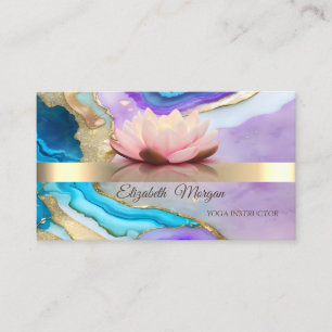 Elegant Bokeh Gold, Lotus Flower Yoga Instructor Visitekaartje