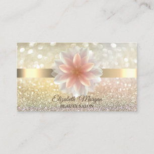Elegant Bokeh Gold, Lotus Flower Yoga Reiki Busine Visitekaartje