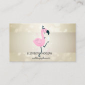 Elegant Bokeh, Stripe, Roze Flamingo Visitekaartje (Voorkant)