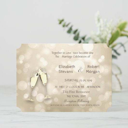 Elégant Bokeh Vins Faire-part de mariage (Debout devant)