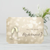 Elegant Bokeh Wine Glasses Bridesmaid Kaart (Staand voorkant)
