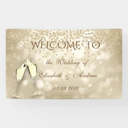 Elegant Bokeh Wine Glasses, Diamond Wedding Banner (Horizontaal)