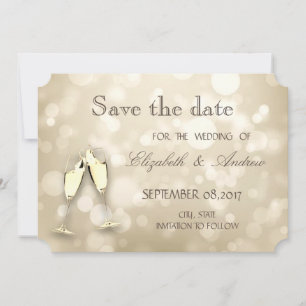 Elegant Bokeh, Wine Glasses Wedding Save the date