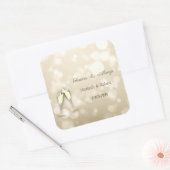 Elegant Bokeh Wine Glasses Wedding Vierkante Sticker (Envelop)
