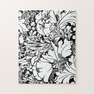 Elegant Bold Black & White Poppy Floral Legpuzzel