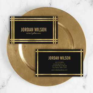 Elegant Bold Borders Black Faux Gold Event Planner Visitekaartje