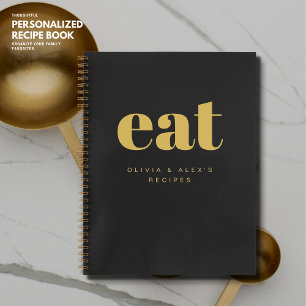 Elegant Bold Classic Zwart en Goud Blank Recept Notitieboek