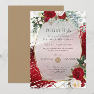 Elegant Bold Crimson Floral en Paint Stroke Kaart