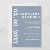 Elegant Bold Dusty Blue Modern Wedding Kaart (Voorkant)