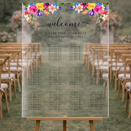 Élégant Bold Floral Coloré Assise Aquarelle