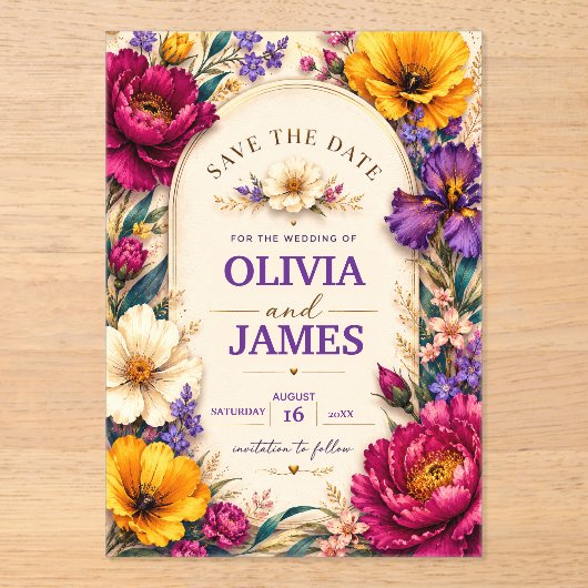 Elegant Bold Floral Wedding Invitation (Recto)