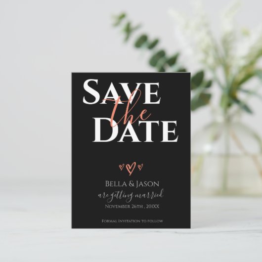 Elegant Bold Font Black Weddenschap bewaar de datu Uitnodiging Briefkaart (Staand voorkant)