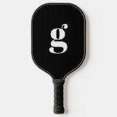 Elegant Bold Monogrammed Initiaal Jet Black Pickleball Paddle (Voorkant)