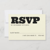 Elegant Bold RSVP Typografie Zwart Ecru Bruiloft (Voorkant)