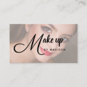 Elegant Bold Script Blush Pink Photo Makeup Visitekaartje (Voorkant)