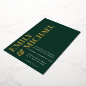 Elegant Bold Typography Emerald Minimal Wedding Folie Uitnodiging (Gedraaid)