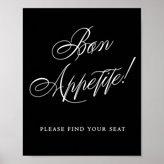 Elegant Bon Appetite vindt uw stoel | wit Poster (Voorkant)