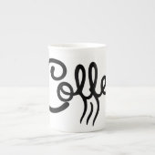Elegant Bone China Coffee Mug - Minimalist Script  (Devant)