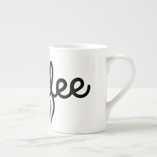 Elegant Bone China Coffee Mug - Minimalist Script  (Droite)