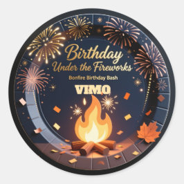 Elegant Bonfire Night Birthday Party Stickers
