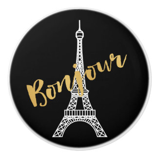 Elegant Bonjour Eiffel Tower Keramische Knop