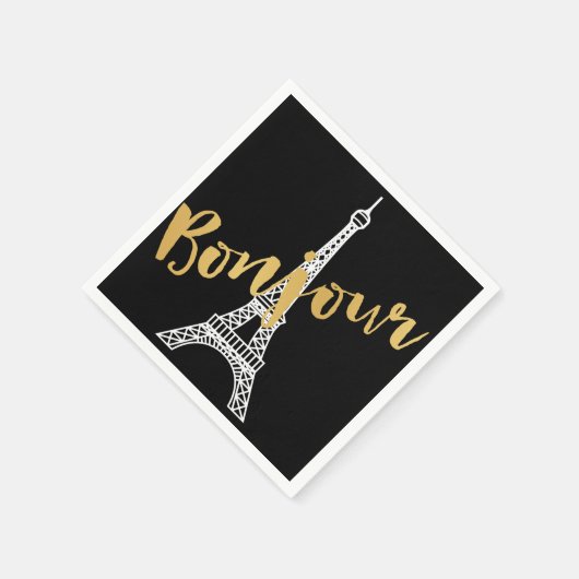 Elegant Bonjour Eiffel Tower Paper Servet (Hoek)