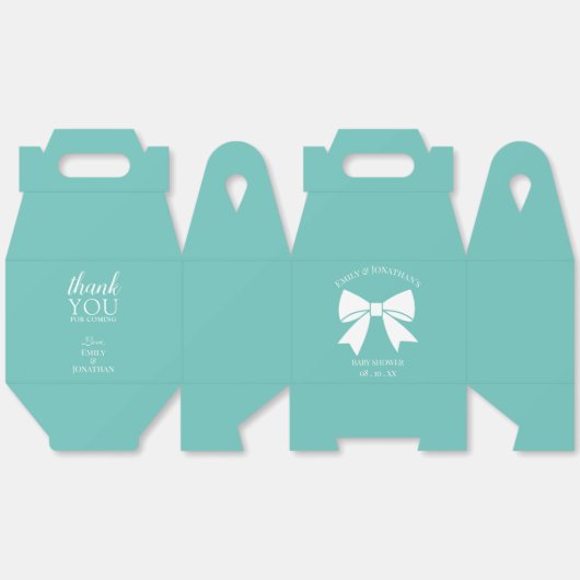 Elegant boog lint Blauwgroen blauw Baby shower dan Bedankdoosjes (Ongevouwen)