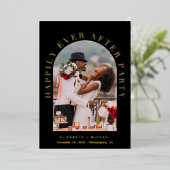 Elegant Boogfoto Trouwreceptie Zwart Goud Folie Uitnodiging (Staand Voorkant)