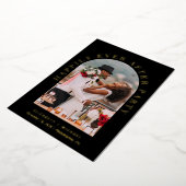 Elegant Boogfoto Trouwreceptie Zwart Goud Folie Uitnodiging (Gedraaid)