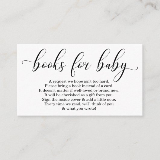 Elegant Book Request - Baby shower Invitation Informatiekaartje (Voorkant)
