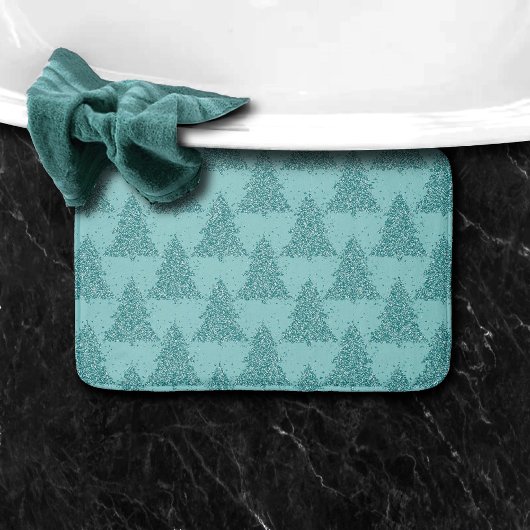 Elegant boompatroon | Luxe Aqua Mint Kerstmis Badmat
