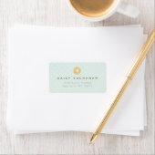 Elegant Bord Blauw Goud Monogram Adreslabel Etiket (Insitu)