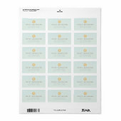 Elegant Bord Blauw Goud Monogram Adreslabel Etiket (Full Sheet)