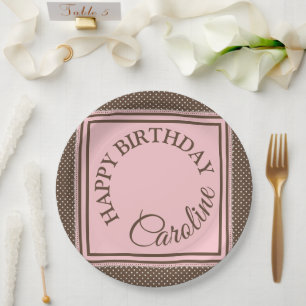 Elegant Bord bruin en roze papier