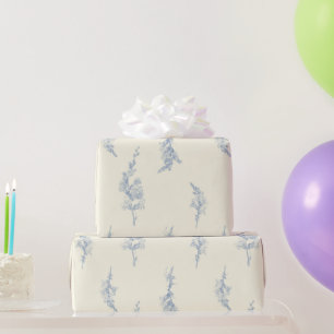 Elegant Bord geel en staalblauw botanisch Cadeaupapier