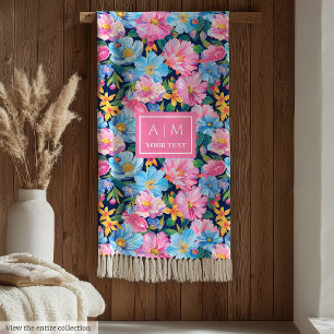 Elegant bord roze preppy waterverf verjaardagscade fleece deken