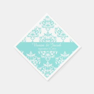 Elegant Bord Turquoise Damask Trouwservet Servet