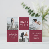 Elégant bordeaux 3 photo collage mariage merci (Debout devant)