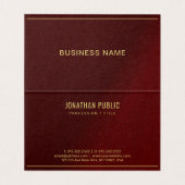 Elegant Bordeaux And Gold Template Folded Visitekaartjes (Binnenkant ongevouwen)