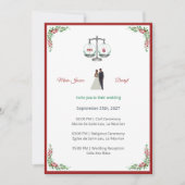 Elegant Bordeaux Emerald Scale Wedding Invitation (Devant)