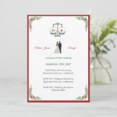 Elegant Bordeaux Emerald Scale Wedding Invitation (Debout devant)