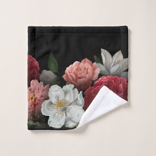 Élégant bordeaux floral   (Gant de toilette)