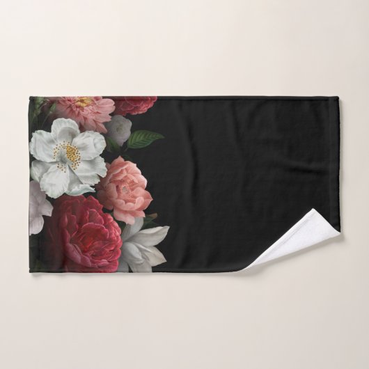 Élégant bordeaux floral   (Serviette à main)