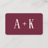 Elégant bordeaux floral, Carte d'information du Re (Dos)