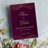 Elegant bordeaux goud geometrisch Save the Date Kaart
