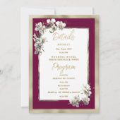 Elegant bordeaux goud wit orchidee Details Program Kaart (Voorkant)